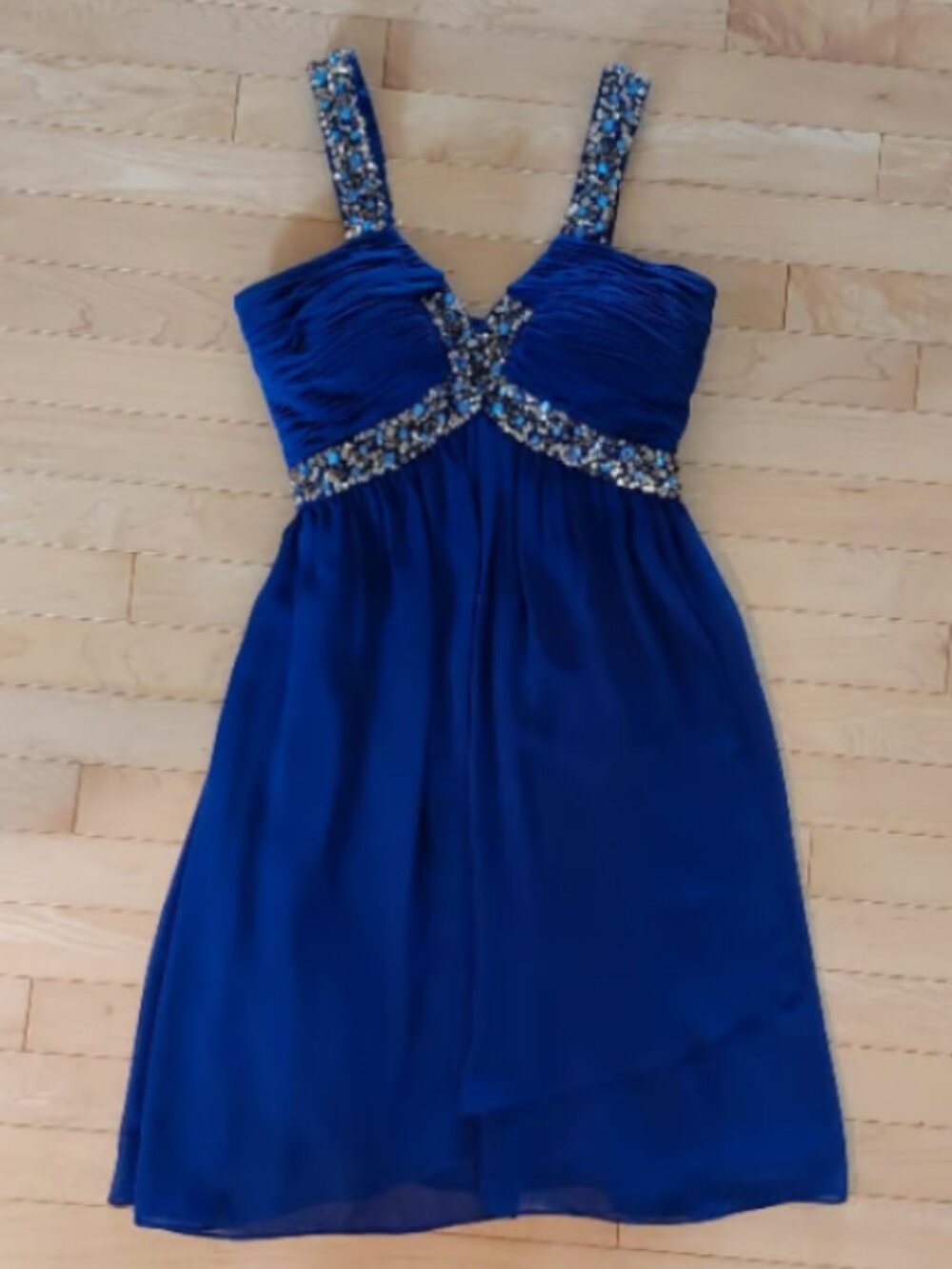 VINTAGE Y2K! Cache Royal Purple Jeweled Empire Cocktail Dress 4
